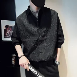 Man Shirt Half Sleeve Plain Floral Shirts for Men with Sleeves High Quality Luxury Korean Style Designer Fashion 2024 Social I S