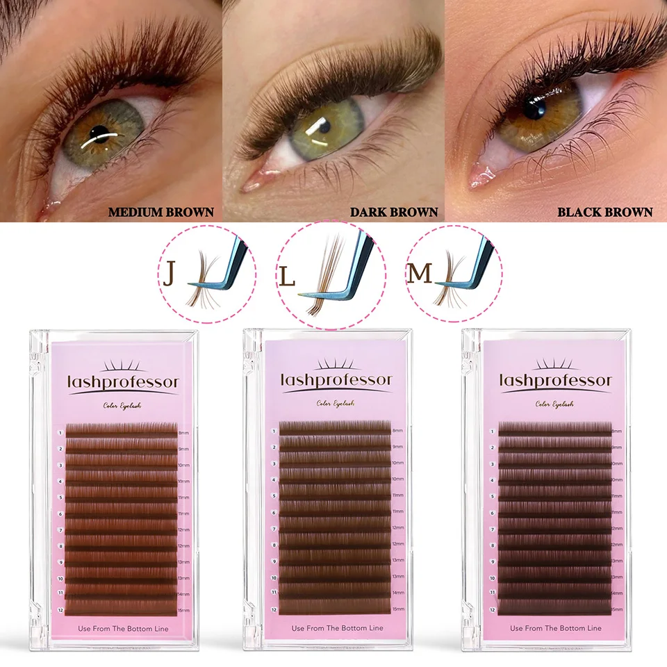 Lashprofessor J L M Curl Brown Cashmere Individual Eyelashes Russian Volume Lashes Chocolate Dark Brown C CC D Classic Eyelashes
