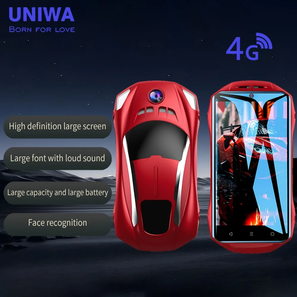 UNIWA T25 4.5“ Fashion and Cool Sports Car Appearance 4G Smartphones Black Red Gold 3GB 32GB MTK6739 4000mAh Type-C Mobile Phone