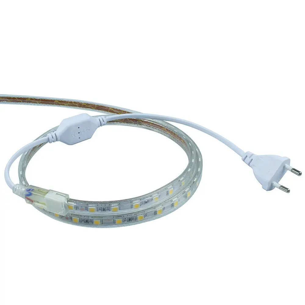 SMD 5050 RGB led strip flexible light 1M/2M/3M/4M/5M/6M/7M/8M/9M/10M With Power Plug 60leds/m Waterproof led light AC 220V