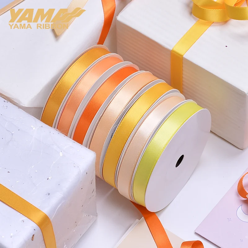 YAMA-Double Face Satin Ribbon, Satin Lint, Yellow, Party, Wedding Decoration, Handmade Rose Flowers, 5mm, 300Yards/Lot