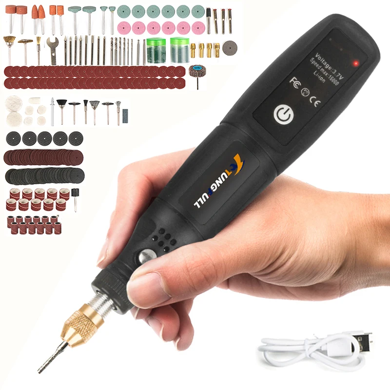 Mini taladro eléctrico, máquina pulidora, herramienta rotativa inalámbrica USB, herramientas Dremel, taladro manual, pluma de grabado para joyería, Metal de Jade