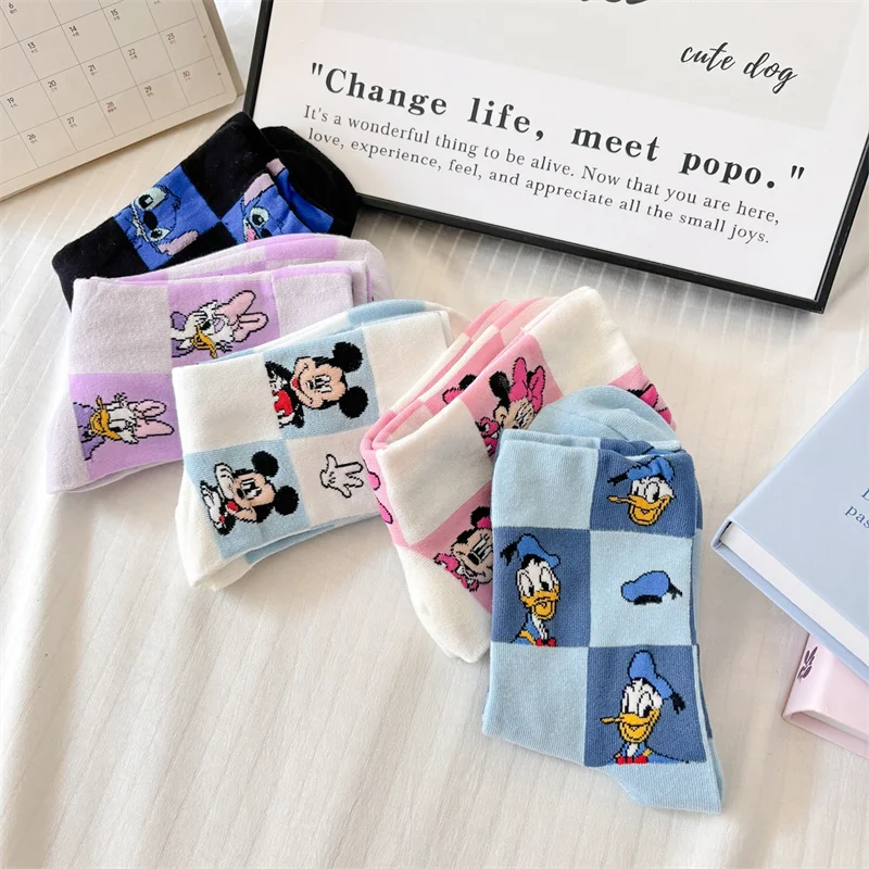 New Anime Stitch Socks Kawaii Mickey Mouse Minnie Daisy Cotton Socks Cartoon Woman Girl Children Fashion Socks regali per bambini