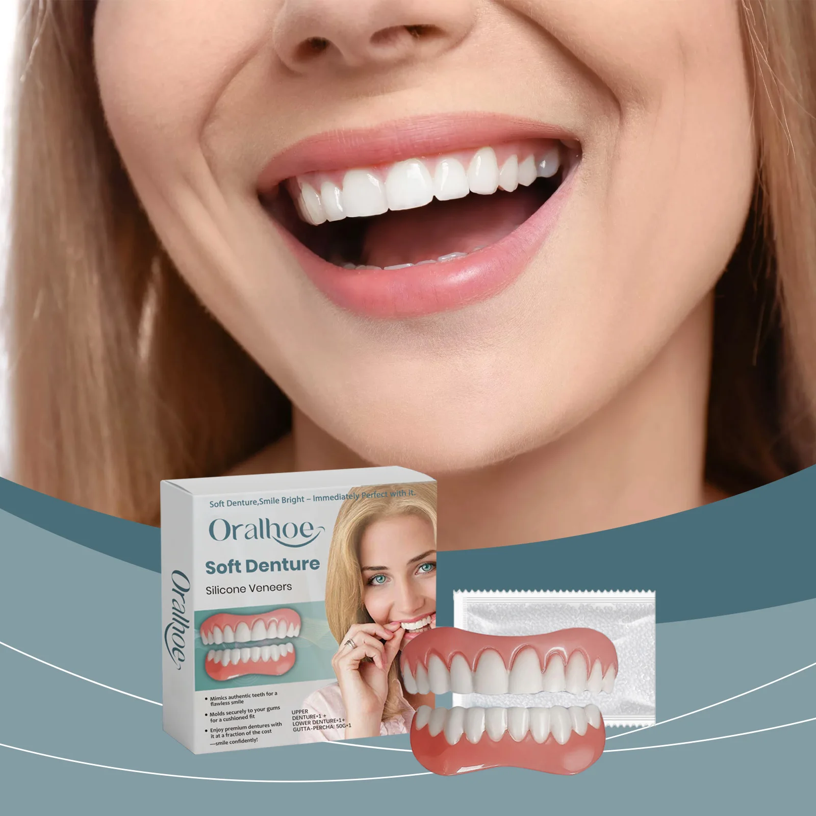 1 Set Prothesenmodifikation, weiche Silikonfurniere, perfekte Paste, bequeme Passform, temporäre kieferorthopädische Zahnprothesen, gefälschte Zahnpflege
