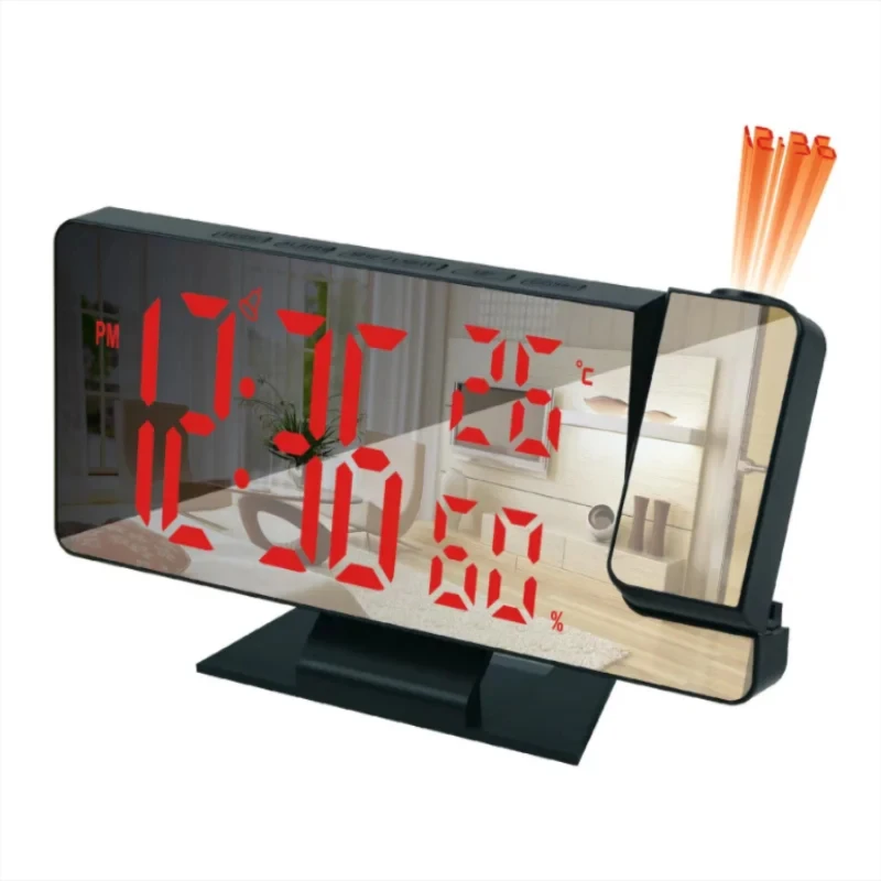 Digital Alarm Clock Bedroom  Alarm Clock with Projection FM Radio Time Projector Bedroom Bedside Clock Small clock Digital clock