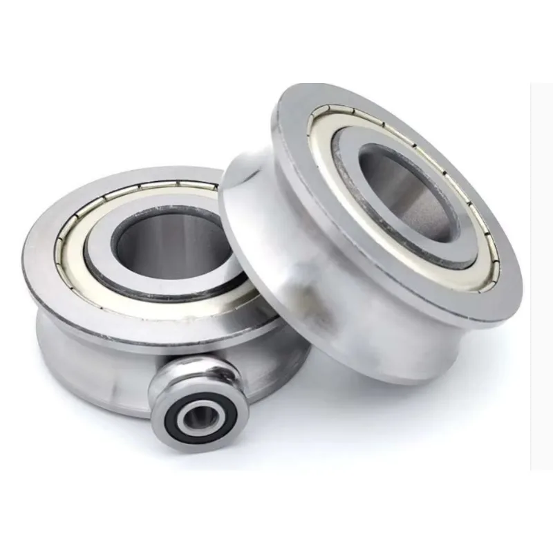 LFR50/8 Stainless Steel Double Row U groove Guide Wheel Track Roller Bearing 4x18x7 U-in stock view 5