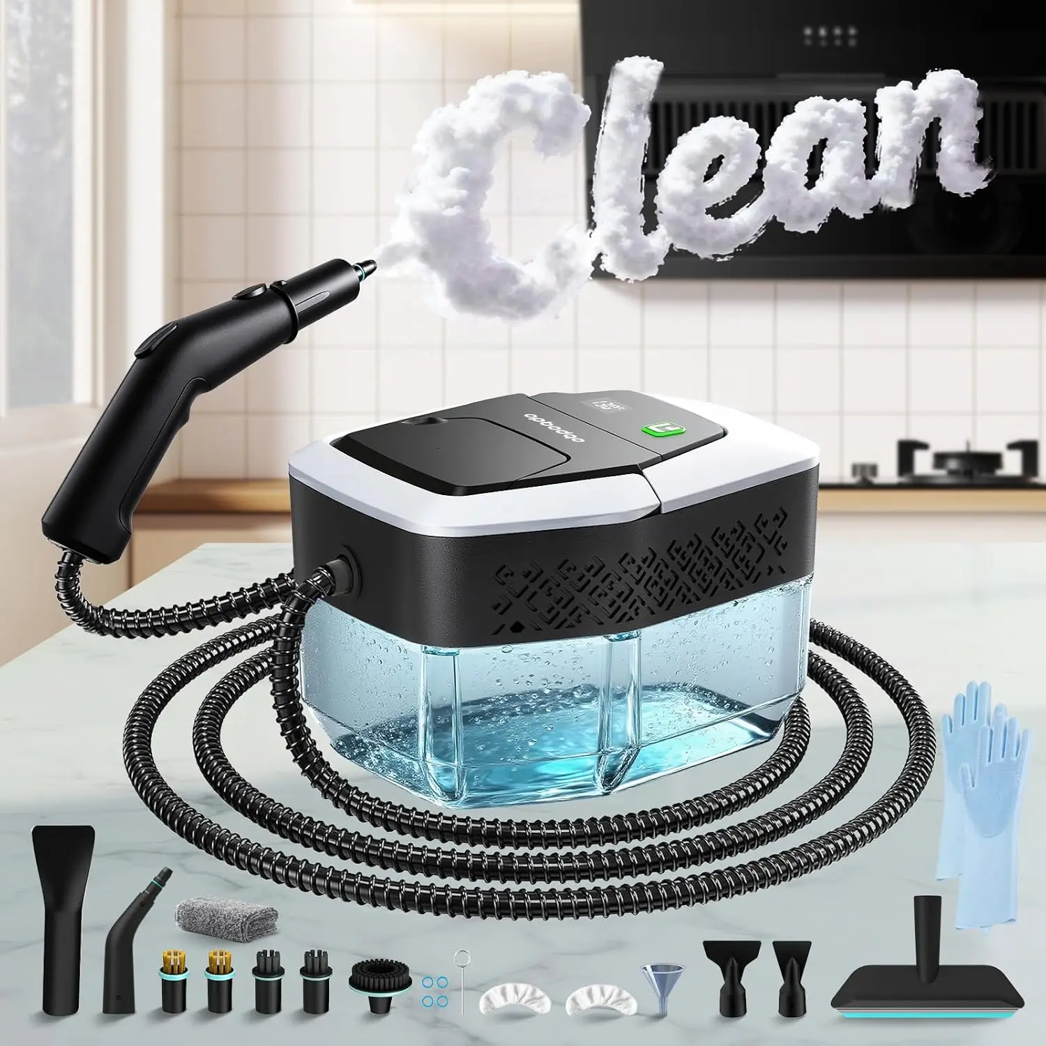 

High-Temperature Handheld Steam Cleaner, 2500W, 1.9 Quart Tank, Adjustable Handle for Home and Car Cleaning