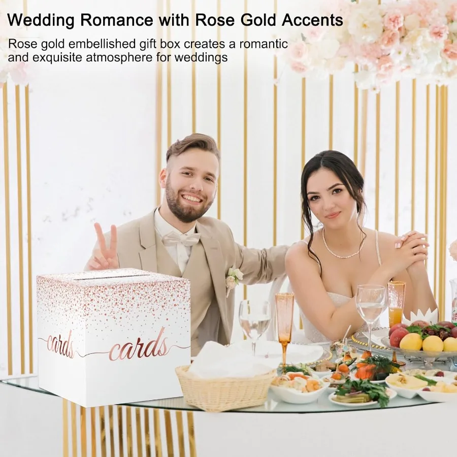 Boîte à cartes en or Rose pour anniversaire, mariage, mariée ou réception-cadeau pour bébé, anniversaire de remise de diplôme, fournitures de décoration pour fête de fiançailles M