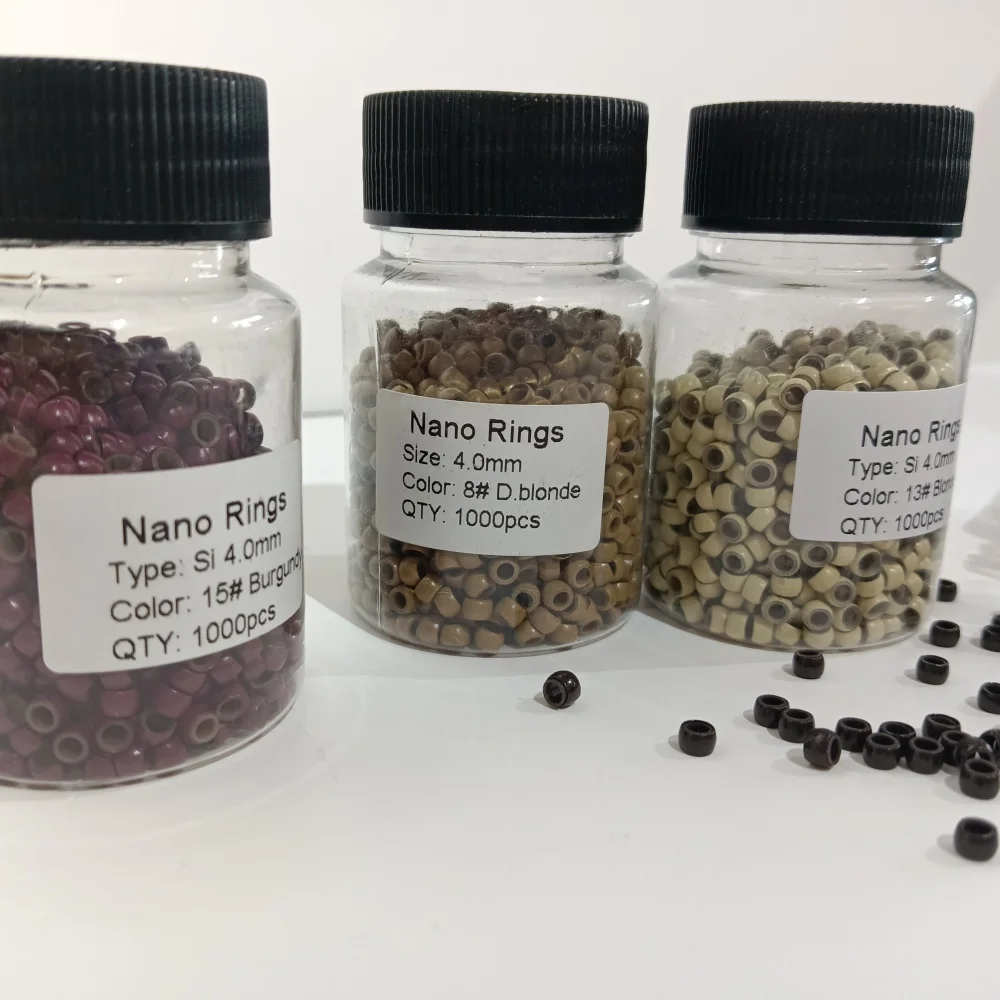 

1000 шт., 4 мм, нано-силиконовая подкладка, микрокольцевые бусины для наращивания волос для наращивания человеческих волос с нано кончиками