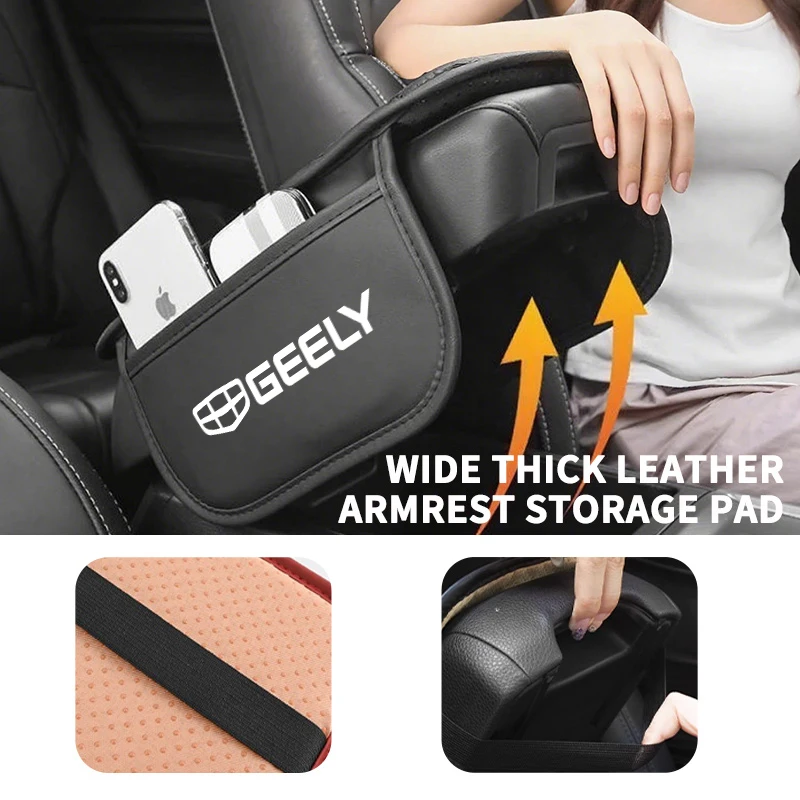 Leather Car Seat Center Console Armrest Mat Storage Bag For Geely Tugella GC9 X7 GX3 CK GC6 LC EC8 CK2 CK3 Geometry view 5