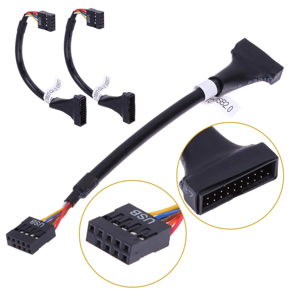 Cavo adattatore splitter USB maschio a 2.0 9 pin femmina da 20 pin per mixer amplificatore lettore DVD per cavi digitali