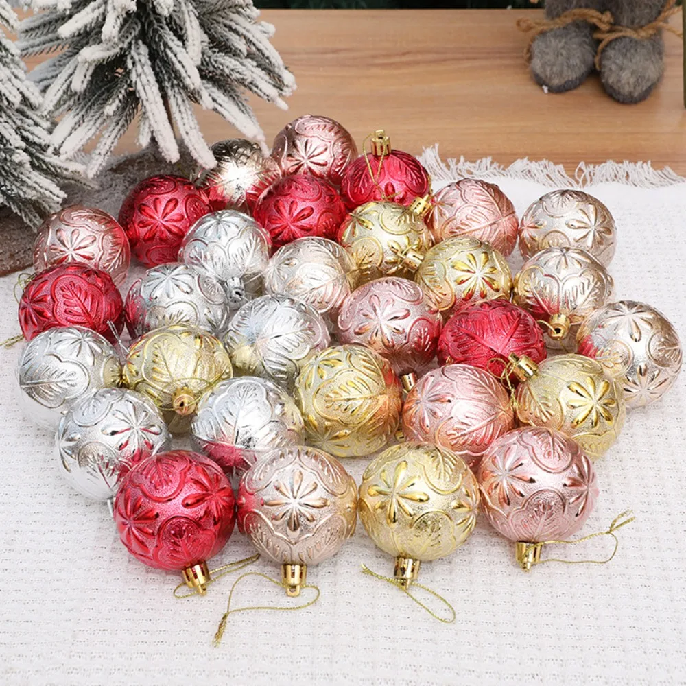 6Pcs/Box Electroplated Plastic Ball Christmas Tree Ornament DIY Crafts Painted Plastic Christmas Gifts Boxes Pendant New Year