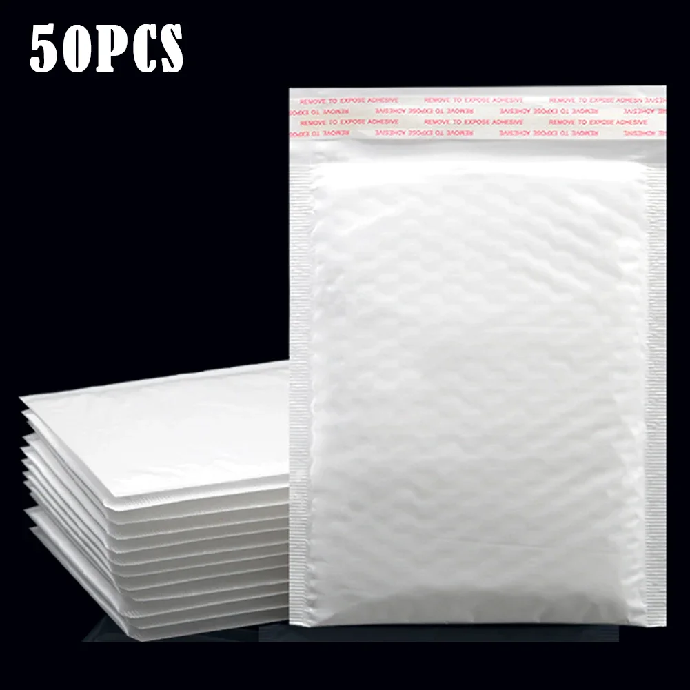 

50Pcs Bubble Envelopes White Foam Shipping Bags Poly Bubble Mailers Pad Self Seal Packing Bags for Magazine 15cm 18cm 23cm 25cm