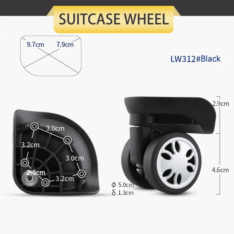 Roda Universal Mala Polia, Rolamento de carga, Resistente ao desgaste, Boarding Case, Roda Universal, Trolley Mala, Mala