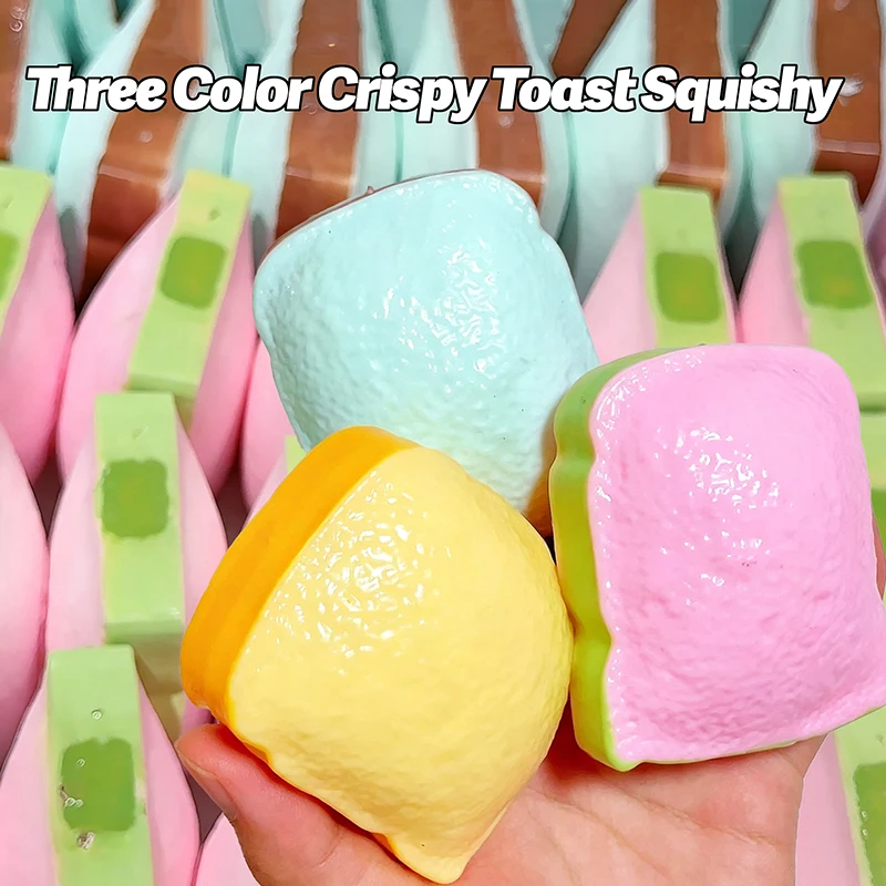 Realistic Crunch Squishy Toast Building Block Butter Slow Rising Squeeze ASMR Sound Stress Relief Sensory Fidget Toy ADHD Gift
