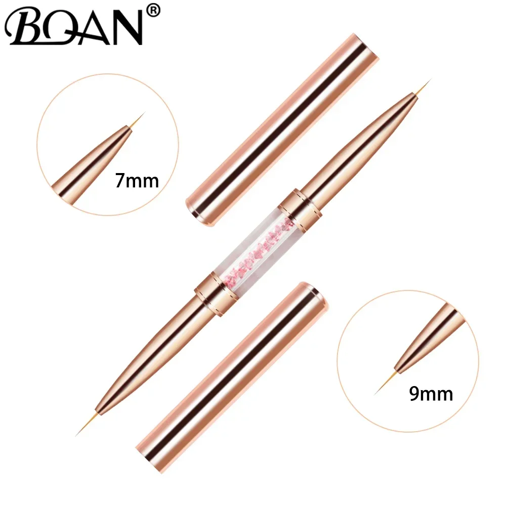 Black Double Head Crystal Handle Drawing Brush for Nail Art