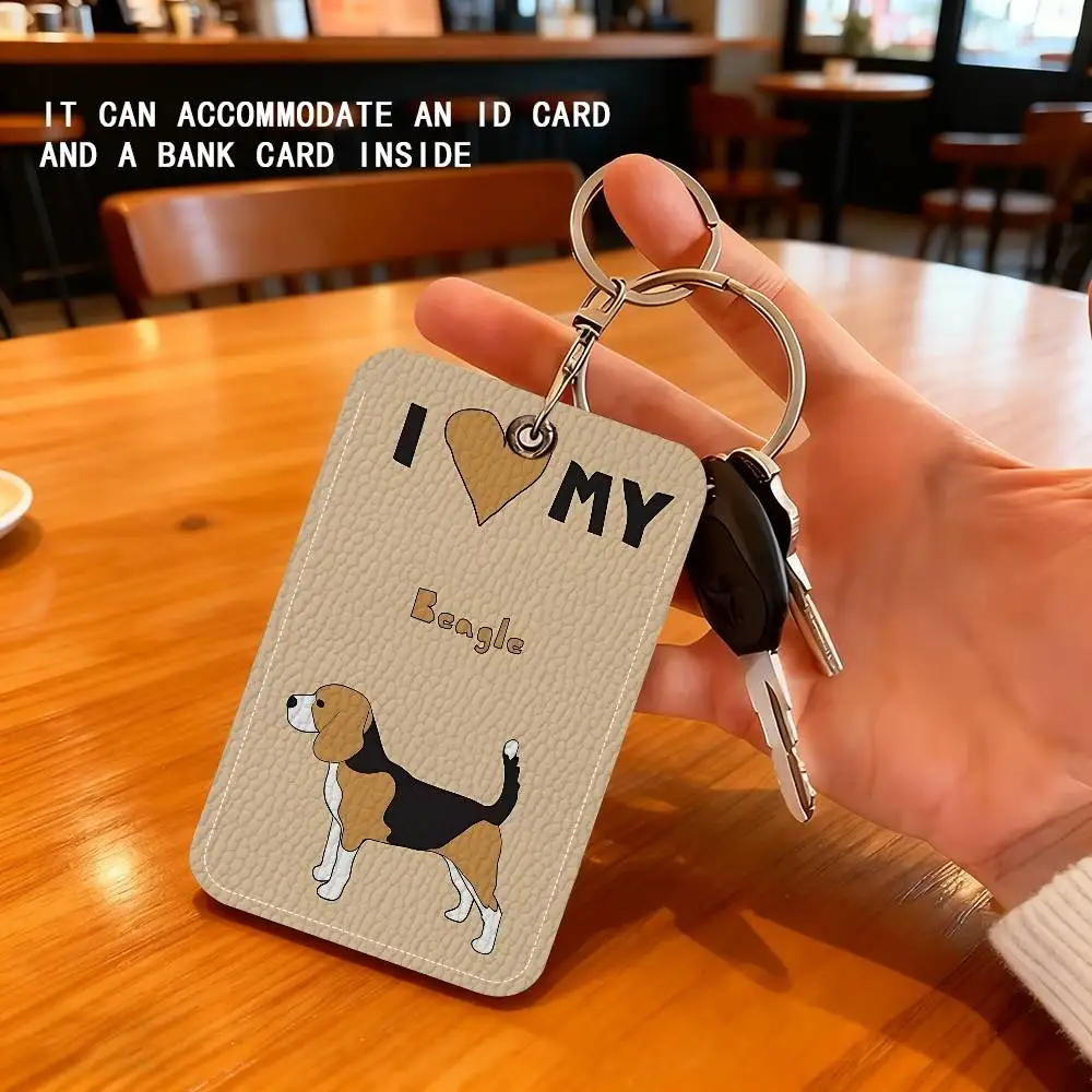 Beagle Puppy Dog Card Holder Keychain Key Ring Door Lock Access Protective Case For Security Gift