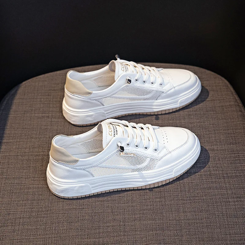

Женские белые кроссовки, осенняя повседневная обувь на толстой подошве со шнуровкой на плоской подошве, нескользящая уличная обувь для доски
