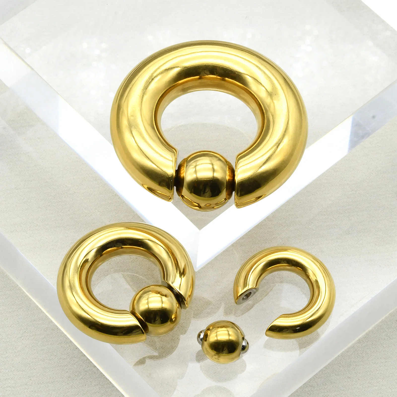 1 Stück Großer Chirurgenstahl Septum-Piercing Nasenring mit Kugelverschluss, Federring PA-Ringe in den Größen 4mm 6mm 8mm 10mm