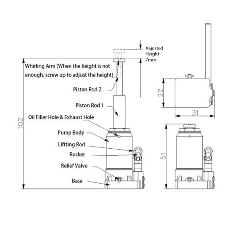 JD รุ่น 1/10 มือหมุนแนวตั้งจำลองแม่แรงไฮดรอลิก JDM-163