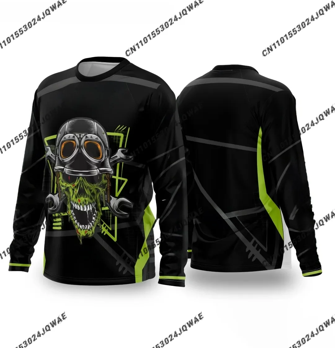 

2025 New skull 3D Motocross Men Women's Racing Cycling Suit Motorcycle Breathable Speed Drying Oversized Long Sleeve Shirt