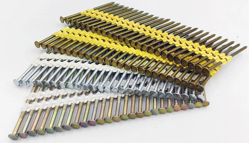 125pcs 90mm 21 Degree Galvanized Round Head Plastic Strip Framing Nails for Wood Construction Construction Industry