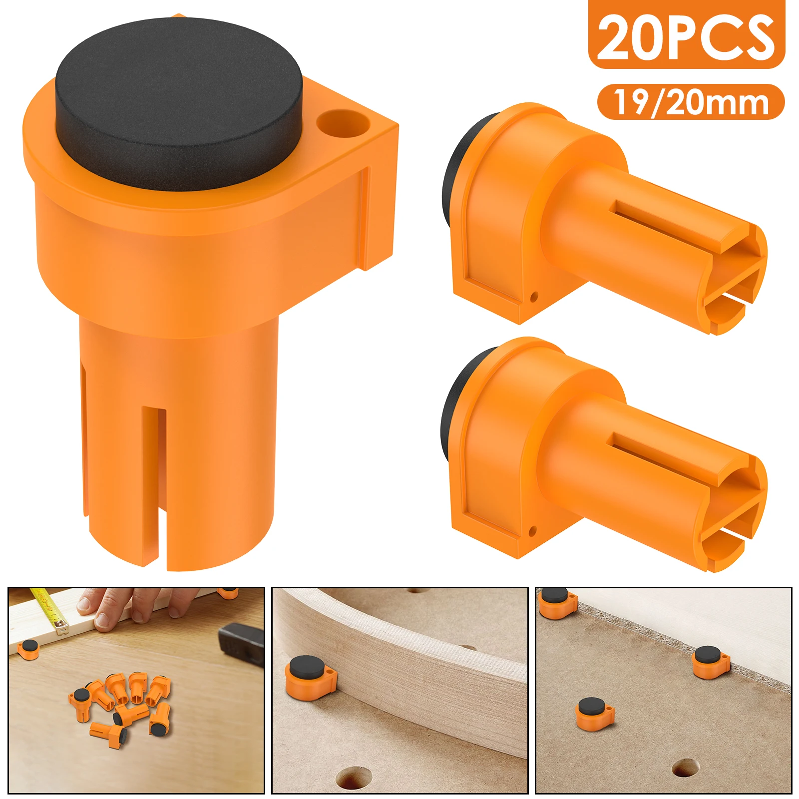 

20Pcs Bench Clamp Set 19/20mm Plastic Workbench Hole Stop Premium Woodworking Table Stop with Non-Slip Pad Woodworking Clamps