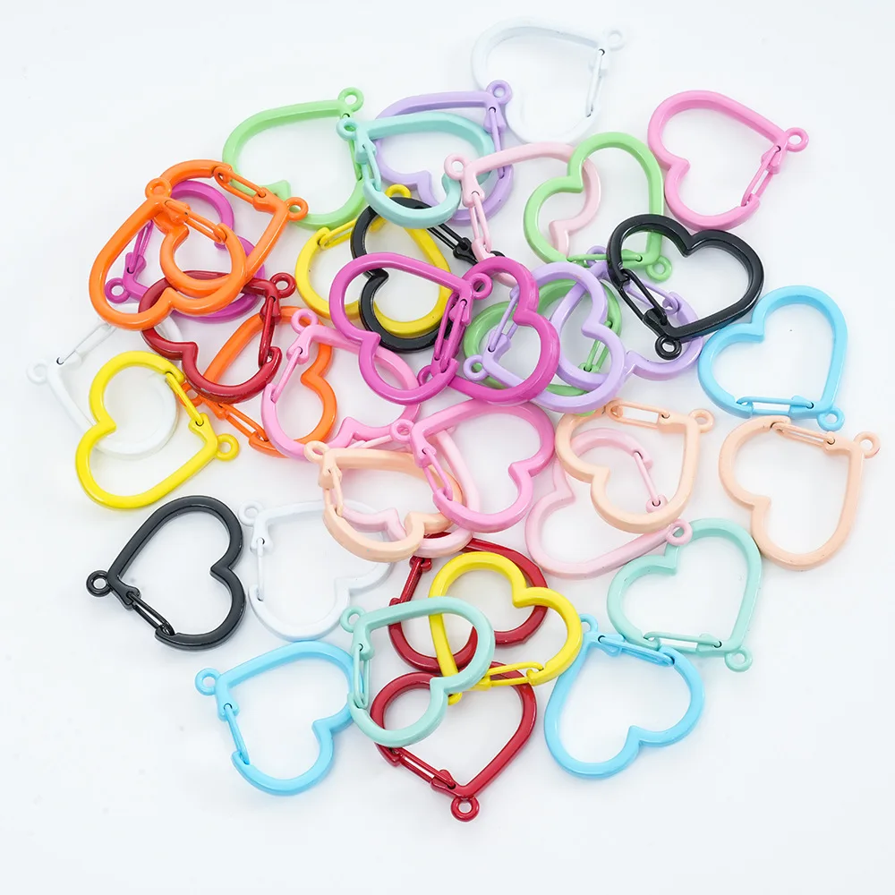 5 قطعة المعادن الملونة الحديد المفاتيح Keyrings الدورية مشبك القلب جراد البحر المشابك السنانير لصنع المجوهرات سلسلة مفاتيح اكسسوارات