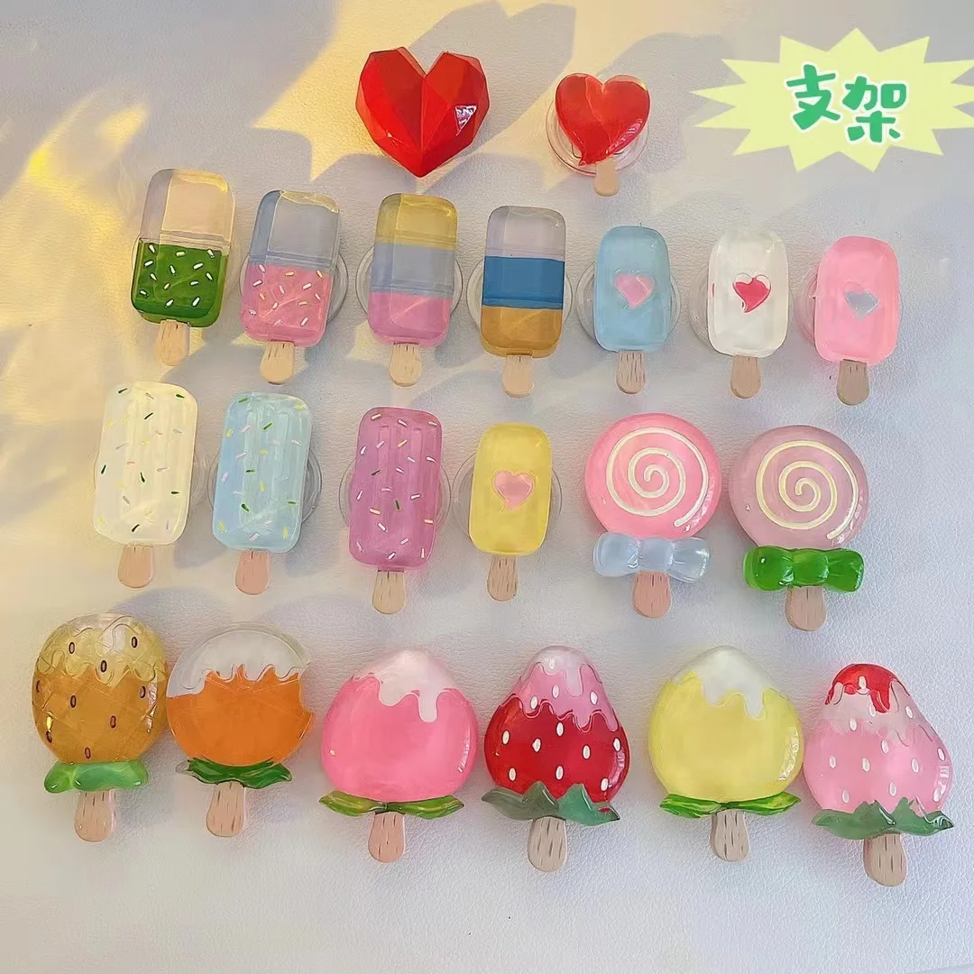 

Креативная 3D мультяшная подставка, милая клубника, оранжевое мороженое, леденец, желе, цветная воздушная подушка, телескопическая подставка, стиль телефона