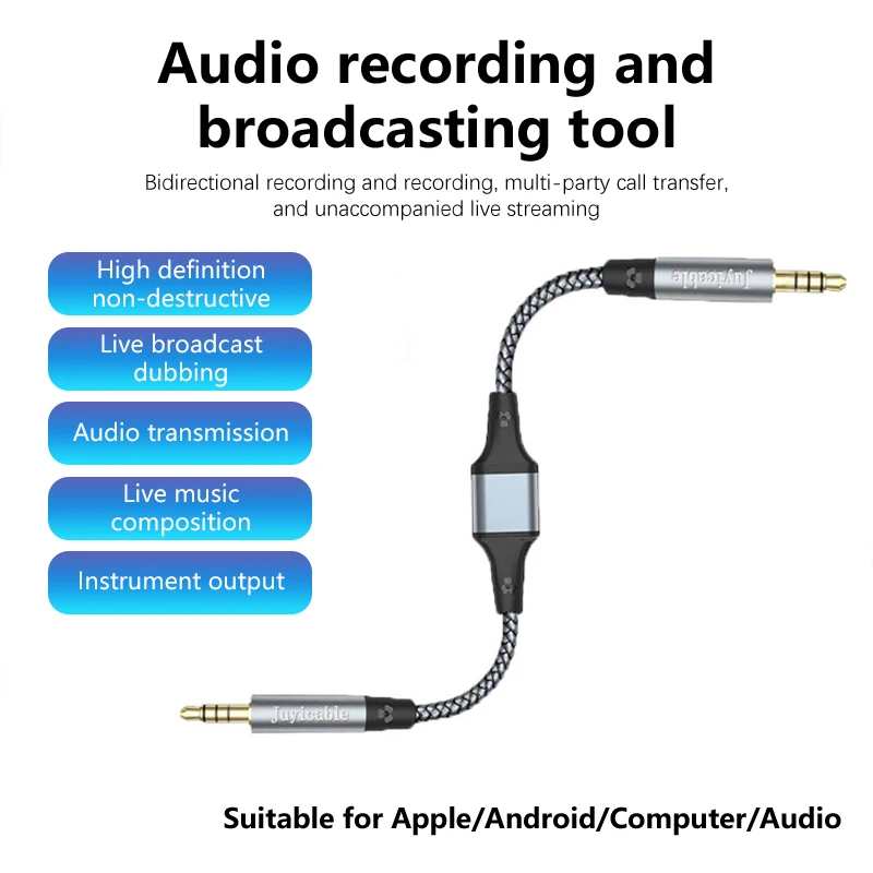 

Bidirectional Recording Cable Dual 3.5mm Gold-Plated Plug Nylon Braided Thread For Connect To Musical Instrument Computer