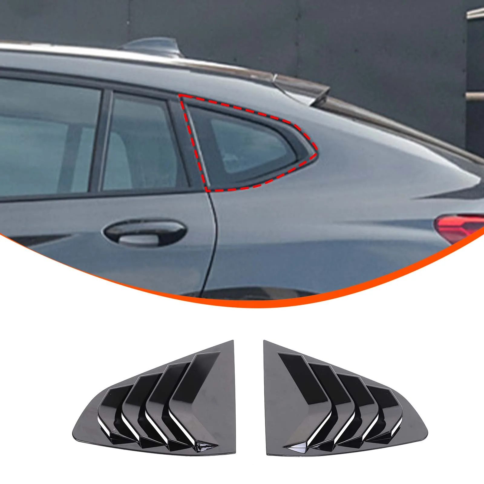 

For BMW X4 2018-2023 G02 Rear Side Window Vent Louvers Triangle Cover Gloss Black ABS Shutter Decoration Accessories 2PCs