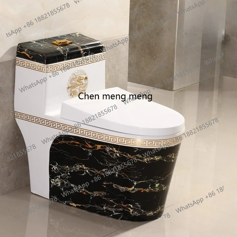 

Household color stone pattern color gold super swirl siphon silent toilet large diameter flush toilet toilet