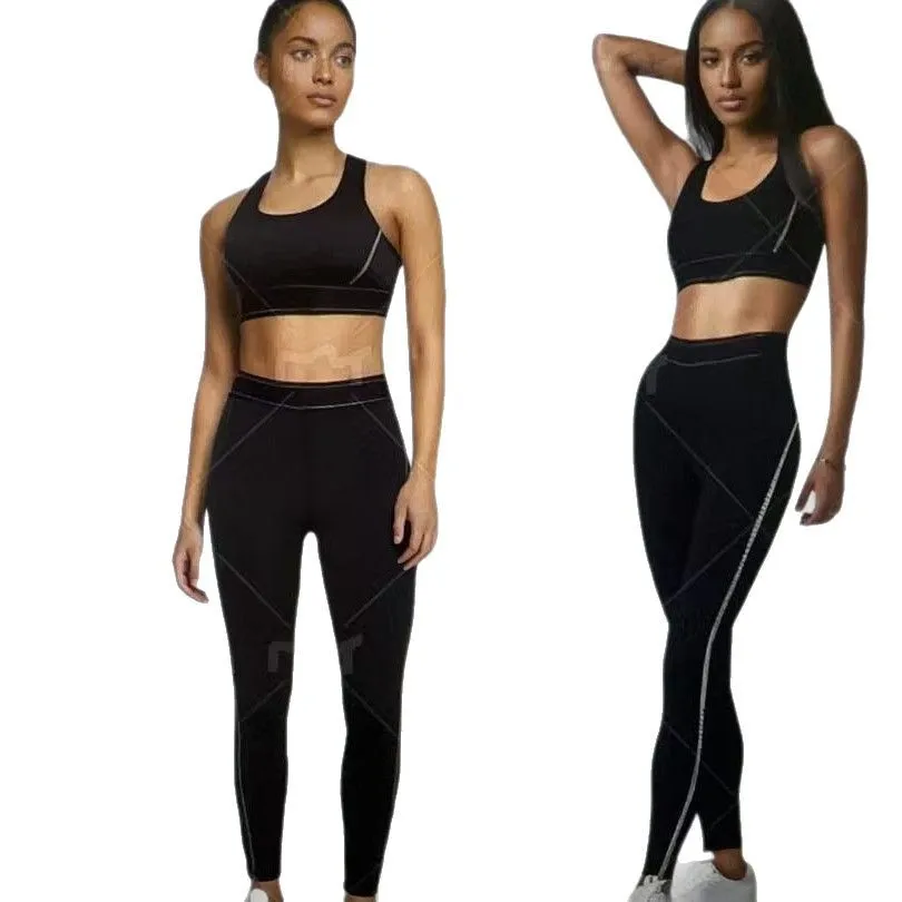 Y9001 الأوروبية والأمريكية عبر الحدود المرأة الصيف نمط جديد الأبجدية موضة اليوغا الرياضة الترفيه قطعتين مجموعة في الأوراق المالية #5