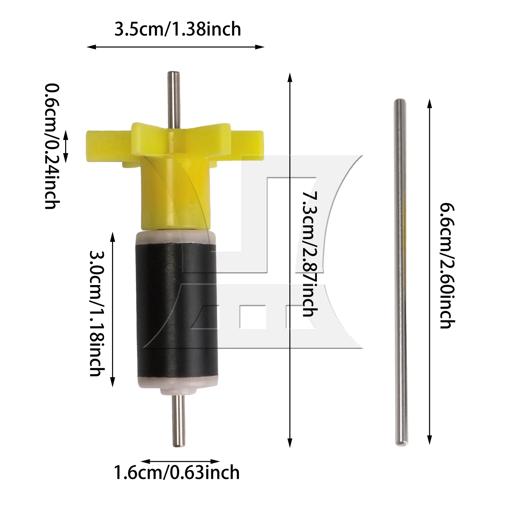 15 Pcs Filter Impeller Submersible Pumps Rotor 0.63inch Yellow w/ Shaft