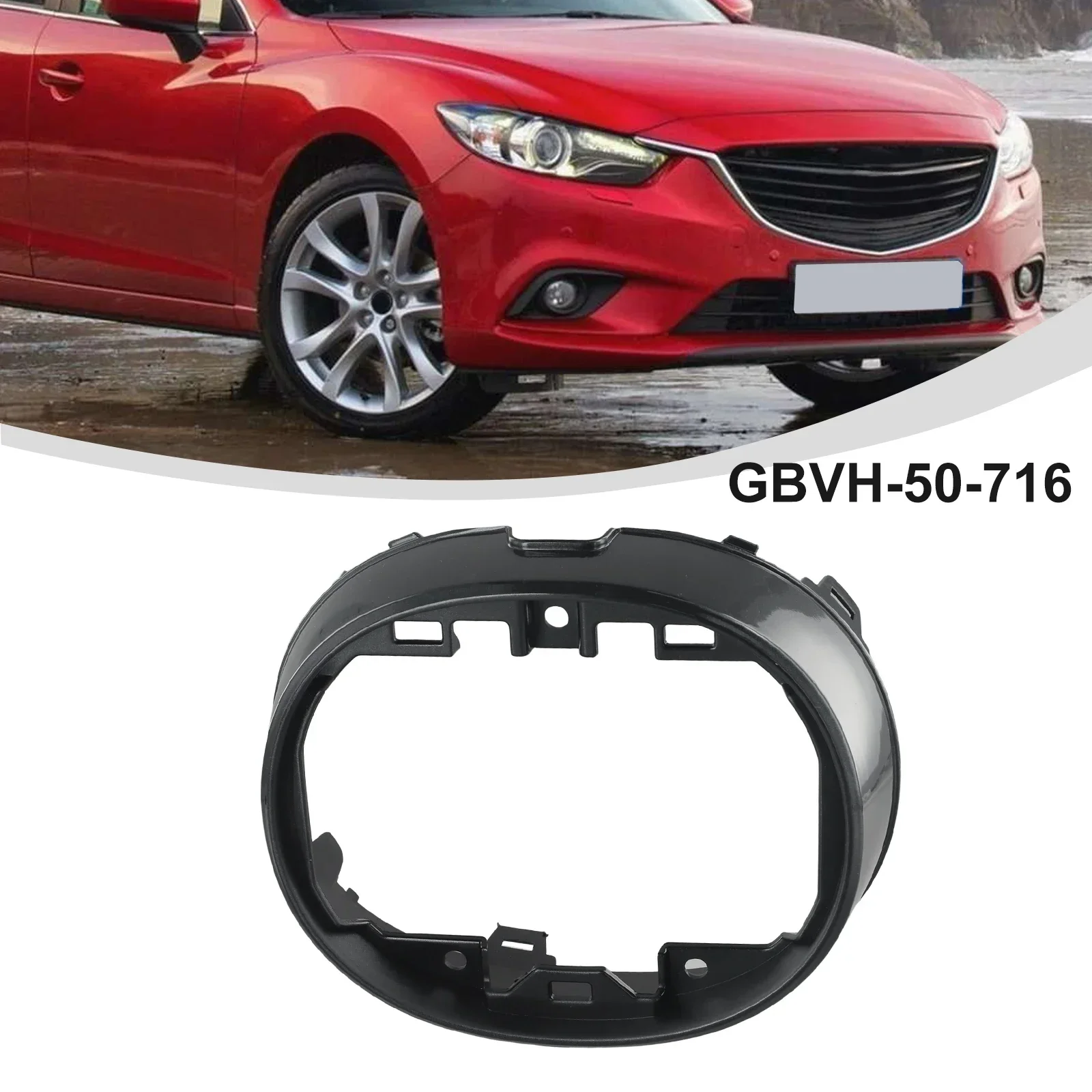 GBVH 50 716 Front Grille Mount Bracket for Mazda 6 2018 2021 Plug and Play Higher Grade Electric Components Black