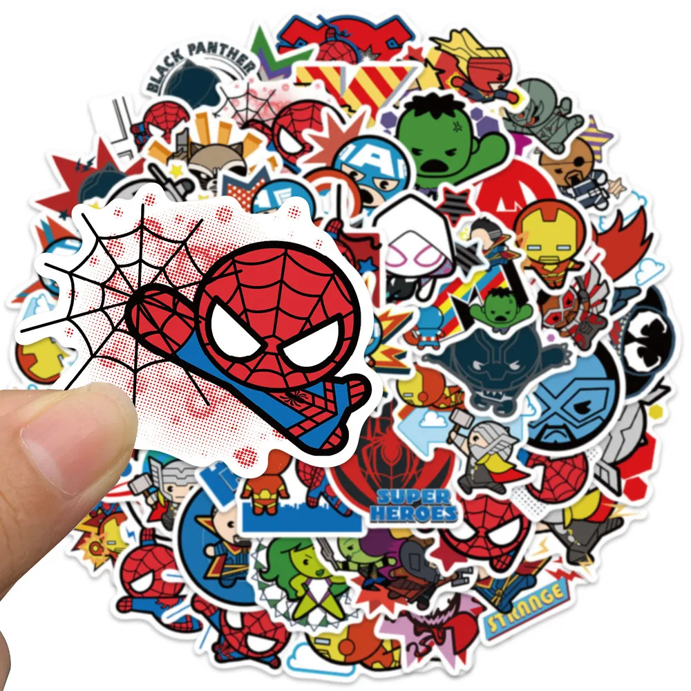 50pcs Disney Cartoon The Avengers Stickers Iron Man Spider-Man Hulk Decals For Laptop Luggage Skateboard Diary Phone Sticker