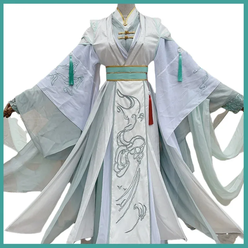 

Anime Tian Guan Ci Fu Heaven Official's Blessing Shi Qingxuan Cosplay Costume Lady Lord Wind White Hanfu Wig Man Woman Suit cm;5