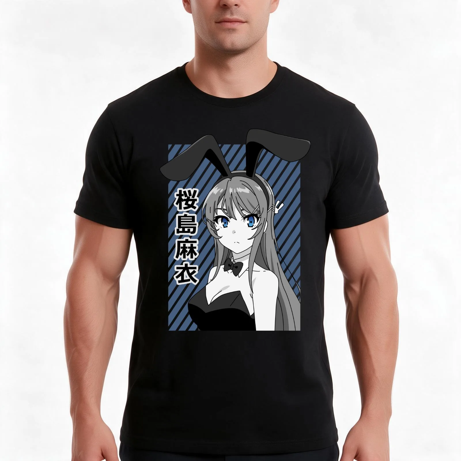 Mai Sakurajima T-Shirt, Summer Casual Cotton Tee, Oversized Streetwear Tops, Vintage Graphic Print, Loose Fit Short Sleeve