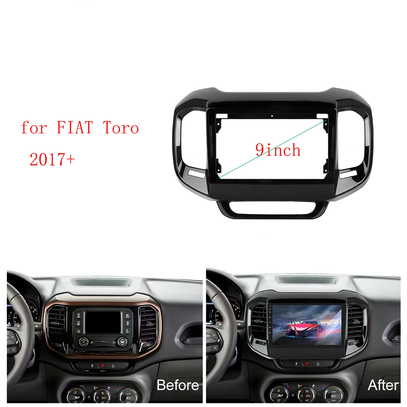 

2 Din 9 Inch Car Radio Installation DVD GPS Mp5 ABS PC Plastic Fascia Plane Frame for FIAT Toro 2017+ Dash Kit