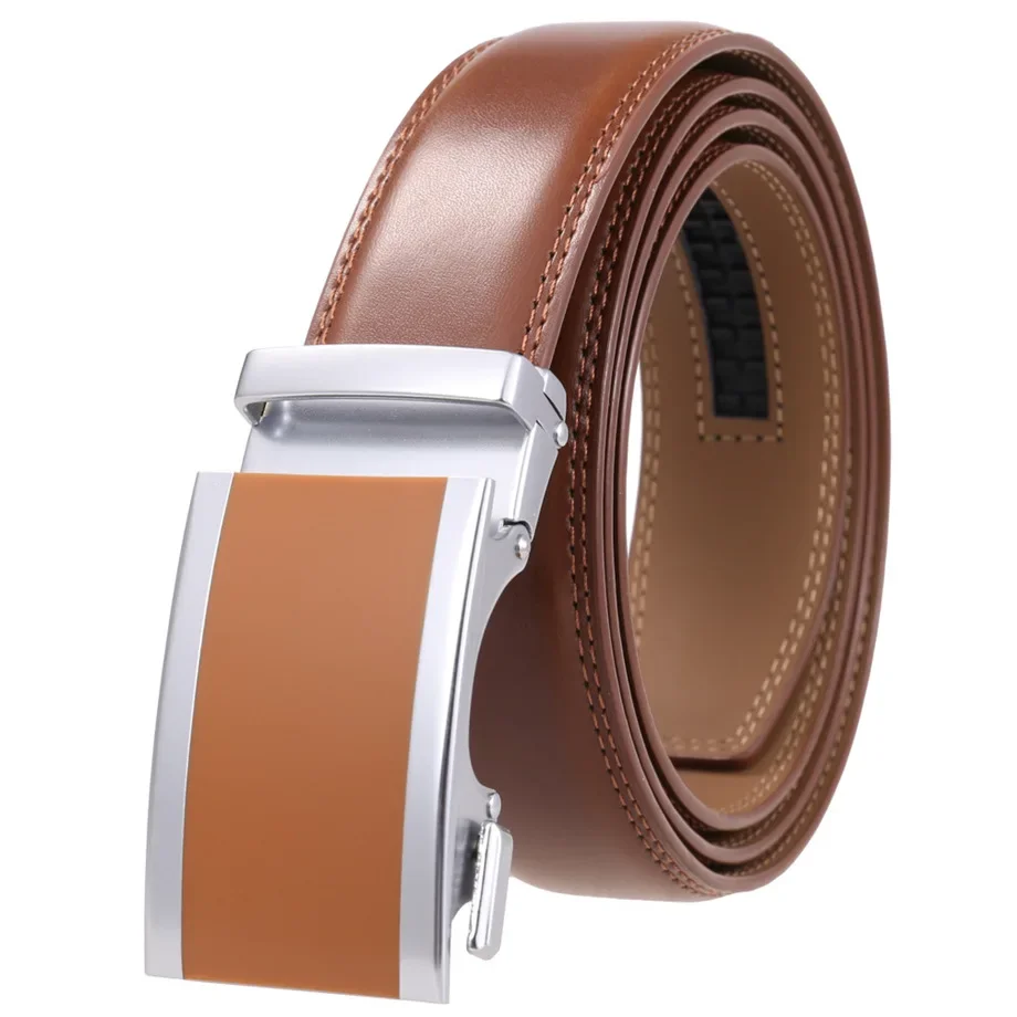 New Fashion Brown Black Belt Men Designer White Red Blue Automatic Buckle Belts For Men Cowskin Genuine Leather Strap Male B772