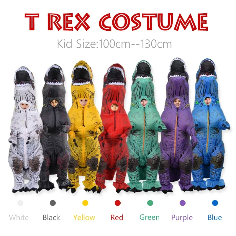 T-REX Traje Inflável para Crianças, Dinossauro Cosplay para Crianças, Mascote Jurássico de Ação de Graças, Festa de Natal, Vestido Anime