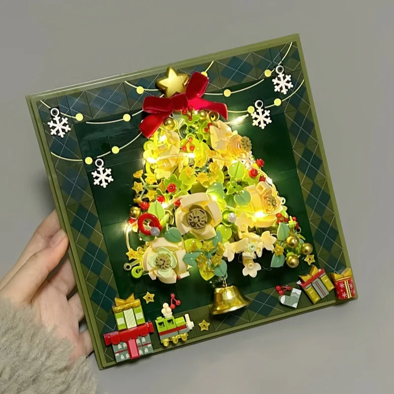 Świąteczny Model Ramy Okiennej z Klocków Kreatywnych do Składania, Kolekcja Ozdób na Biurko, Zabawki, Prezenty Świąteczne