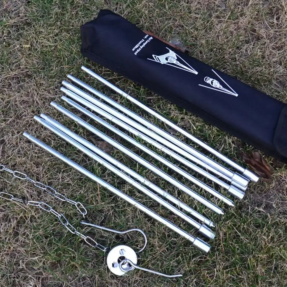 

3 Section Camping Cooking Tripod Triangle Support Foldable Picnic Hanging Tripod Support Rack Hanging Chain
