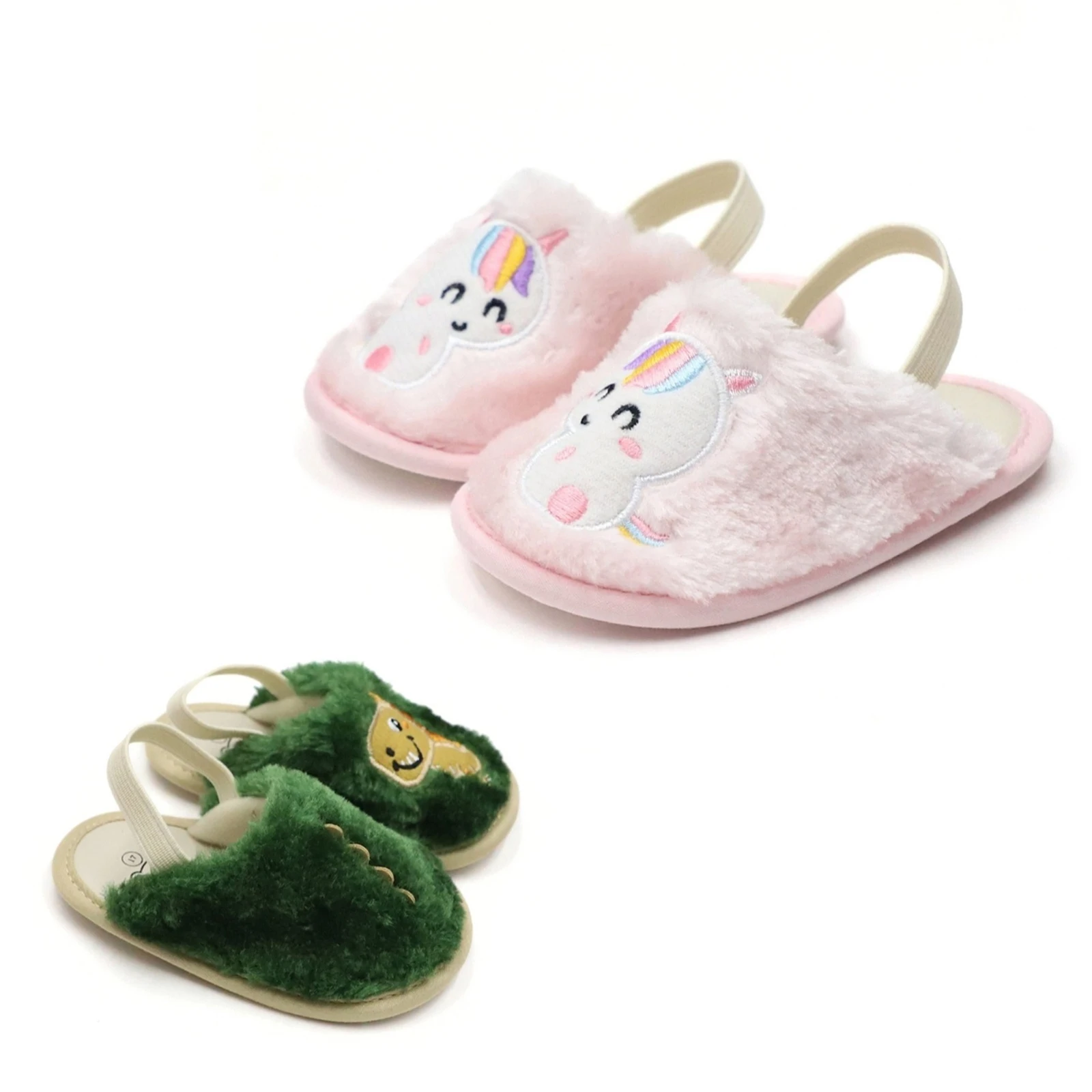 Blotona الرضع طفل الفتيات الفتيان النعال شتاء دافئ الكرتون الحيوان التطريز داخلي عدم الانزلاق أسفل سرير الأحذية