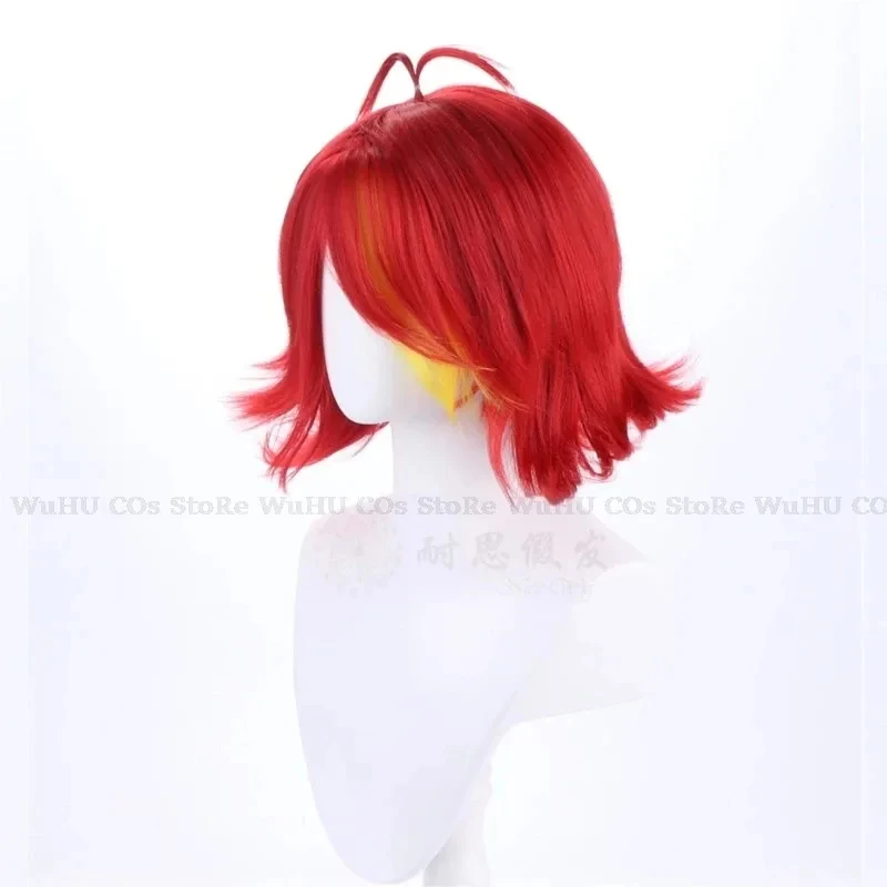 Peluca de Cosplay Hasbin Cos Niffty 2025, Peluca Corta Roja Rizada de Pelo Sintético Resistente al Calor para Mujer, Disfraz de Halloween, Fiesta, Cosplay, gf;.9