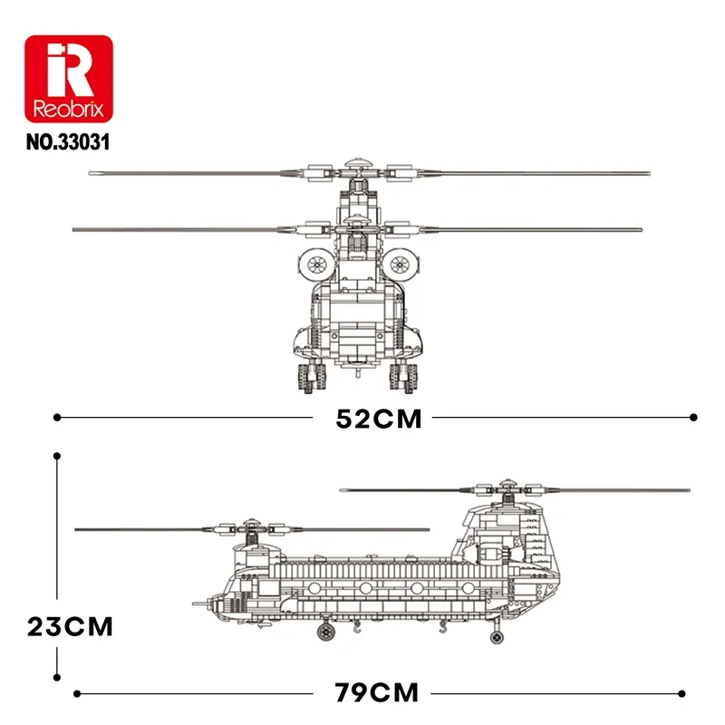 Reobrix 33031 CH-47 Chinook Transporte Avião Blocos de Construção Militar Helicóptero Armado Brinquedo de Caça Presente de Aniversário Para Crianças