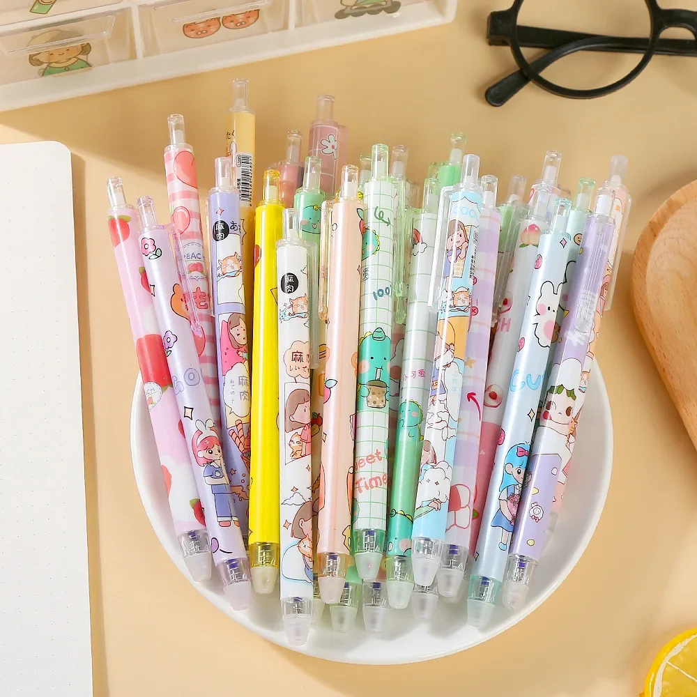 20Pcs/Lot Cute Kawaii Erasable Gel Pens 0.5mm Blue Ink Retractable Click Pen for School Office Students Writing Stationery Gifts