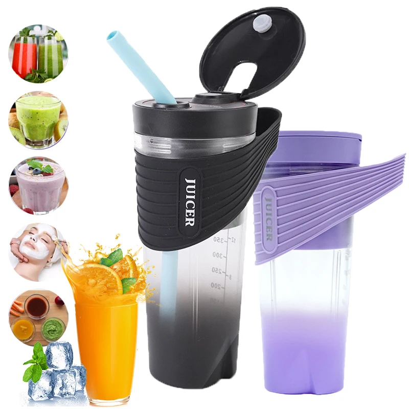 Portable Juicer Juice Blender Mini Electric Juicer Cup 450ML Usb Rechargeable Hand Held Juicer Mixe Juice Machine with Straw New