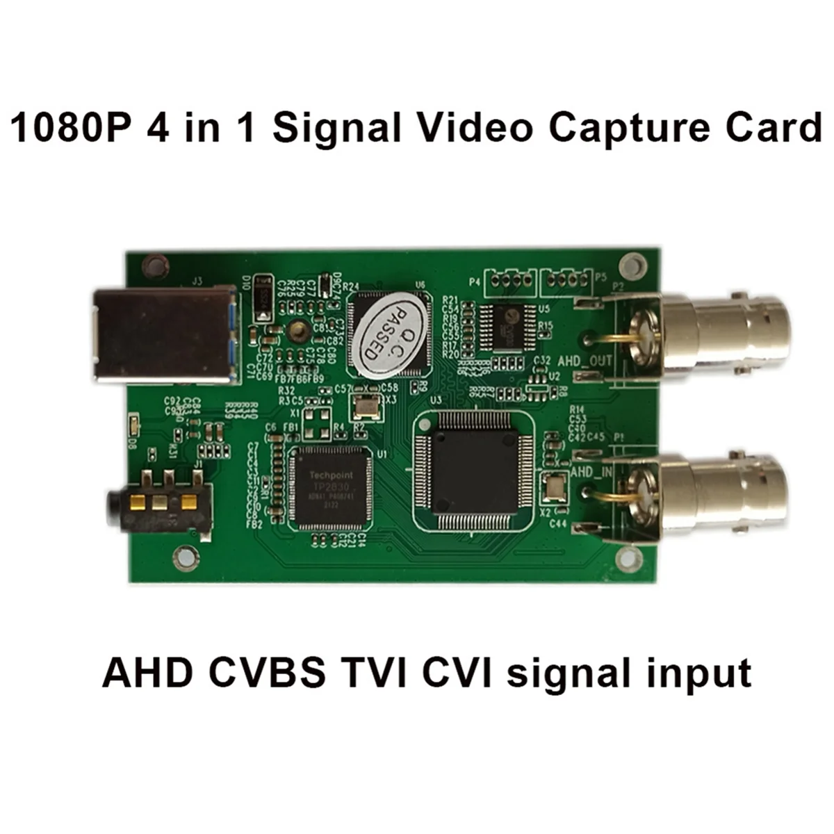 AHD CVBS CVI TVI เป็น USB แปลงวิดีโอเสียง AHD โมดูลการ์ดจับภาพวิดีโอ1080P แอนะล็อก HD ไดรฟ์ฟรีพร้อมห่วงออก