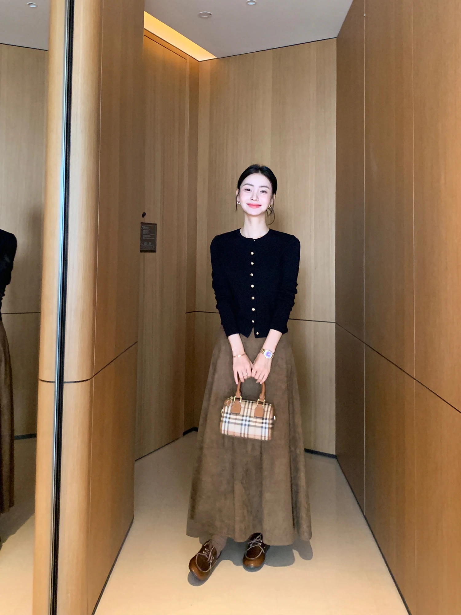 

Юбка Pusumede из замши с золотыми вставками, А-силуэт, женская, винтажная, с высокой талией, широким подолом, длинная, повседневная